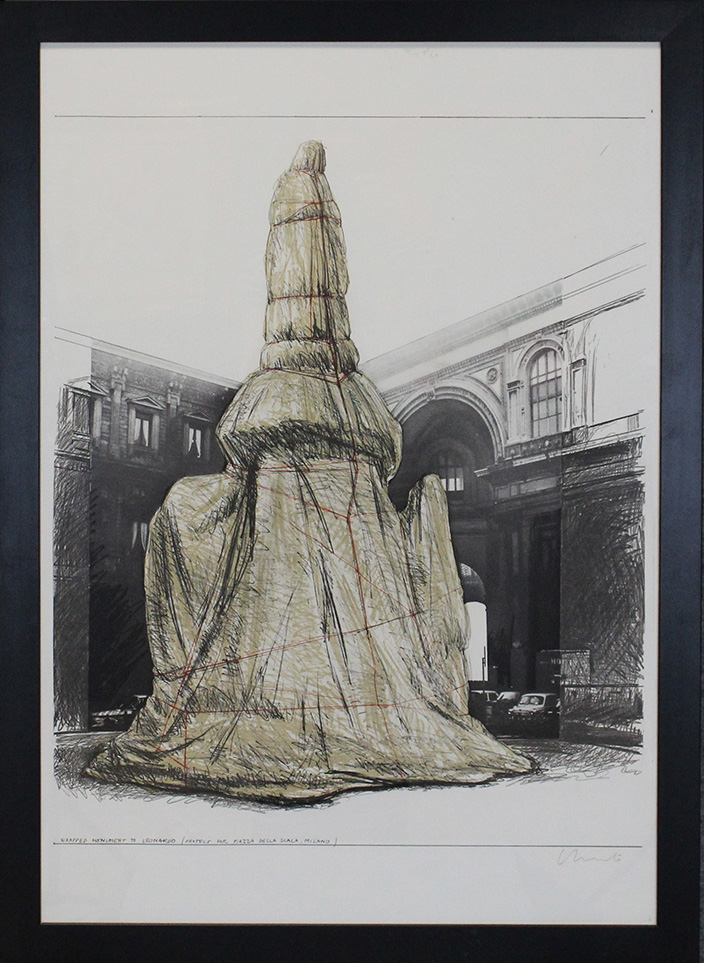 CHRISTO, "Wrapped monumento to Leonardo Proseca for Piazza della scala, Milano 1971", 1971
