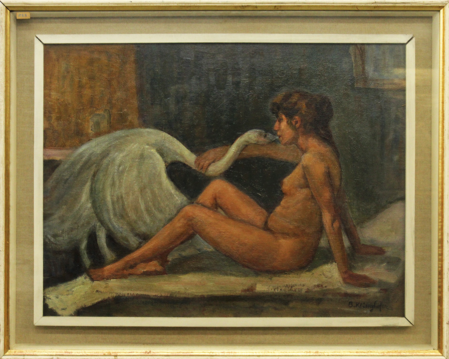 B. KLINGOPER, "Nudo di donna con cigno", anni '70