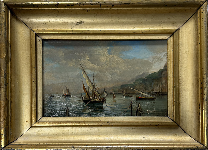 LUIGI BASILE, "Marina con barche"