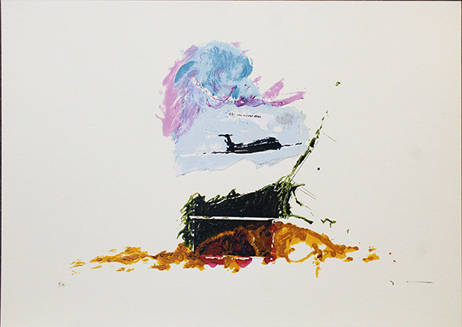 MARIO SCHIFANO , "Paesaggio Anemico con aereo"