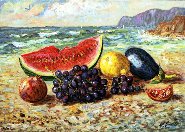 GIOVAN FRANCESCO GONZAGA, "Natura Morta sulla spiaggia", anni '90