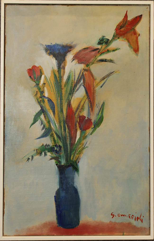 GIOVANNI OMICCIOLI, "Vaso di fiori", 1956