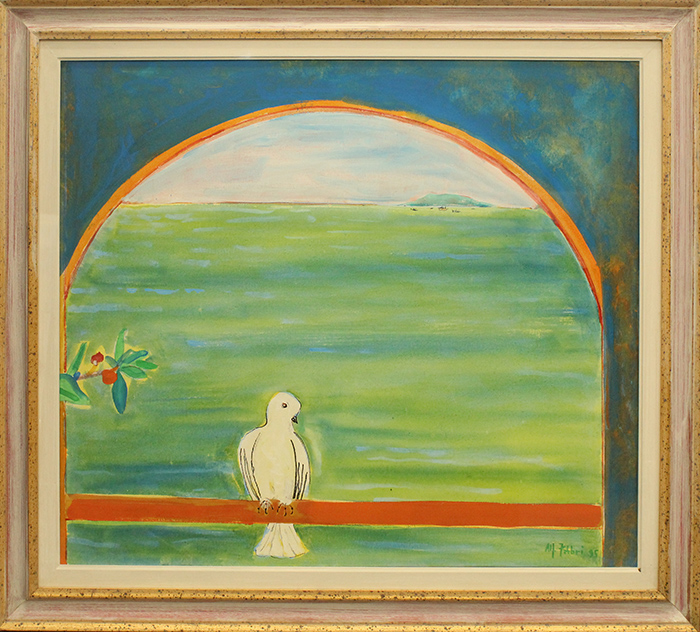 ALFREDO FABBRI, "Paesaggio con colomba", 1995