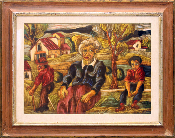 GIUSEPPE SERAFINI, "Contadini", anni 80