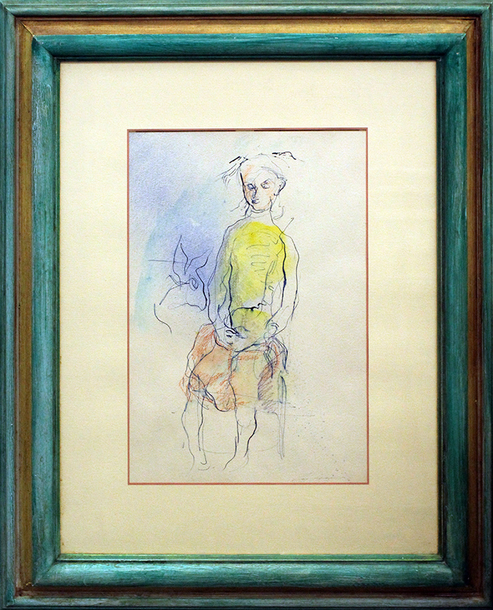 ERNESTO TRECCANI, anni 70' "figura con animale"