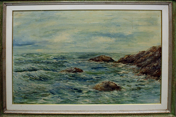 S. BERTOLUCCI anni 80' "La Spezia", olio su tela, cm 70x100 con cornice 96x127x6 kg 13. Al verso: firma e titolo