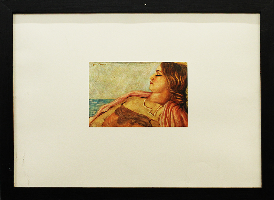GIORGIO DE CHIRICO, "Donna dormiente", ripreso dal dipinto del 1935