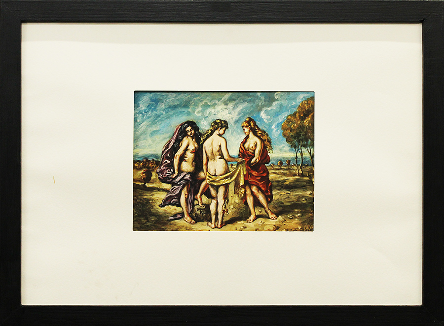 GIORGIO DE CHIRICO, "Le tre grazie", ripreso dal dipinto del 1957