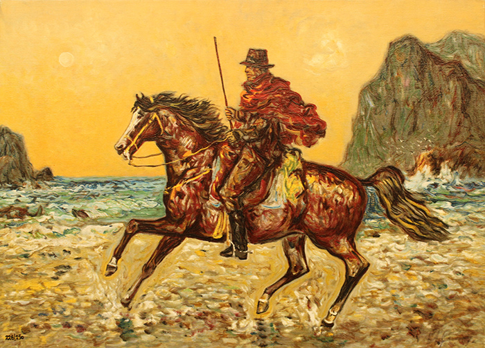 GIOVAN FRANCESCO GONZAGA, "Cavaliere a cavallo sulla riva del mare", anni '90