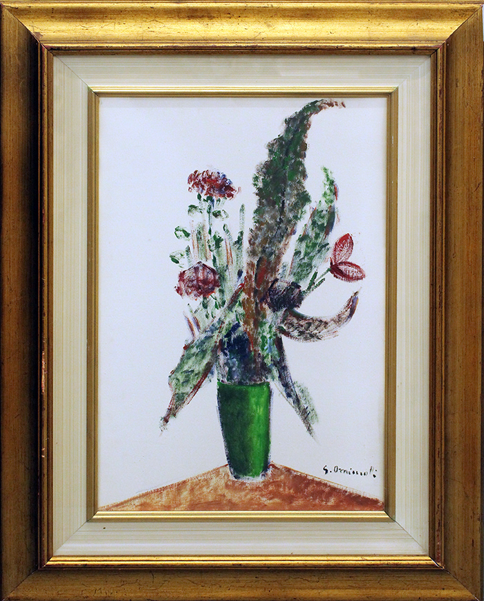 OMICCIOLI GIOVANNI, "Fiori nel vaso verde", 1970 circa