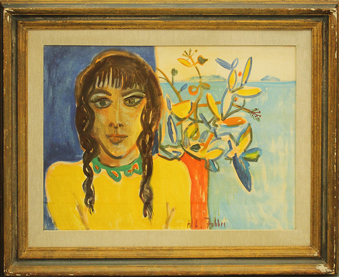 ALFREDO FABBRI, "Figura con paesaggio", anni 70