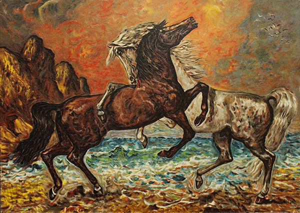 GIOVAN FRANCESCO GONZAGA "Incontro tra cavallo bruno e cavallo bianco"