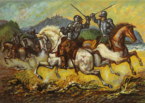 GIOVAN FRANCESCO GONZAGA "Combattimento di cavalieri sulla costa"