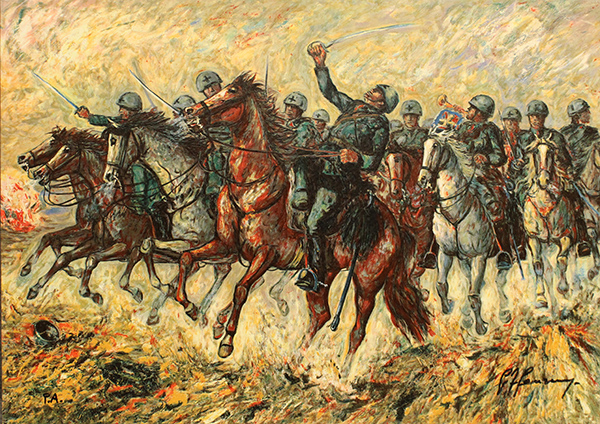 GIOVAN FRANCESCO GONZAGA, "Il III squadrone Savoia carica a Isbuschensky"