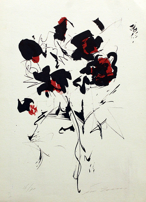 ERNESTO TRECCANI, "Mazzo di fiori rosso", anni '70