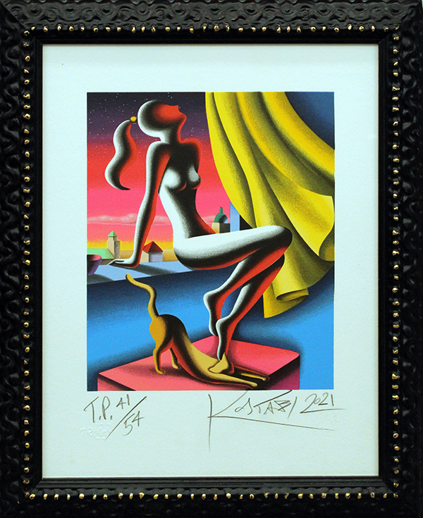 Mark Kostabi "Notturno con gatto " 2021