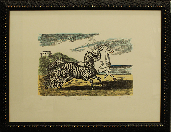 GIORGIO DE CHIRICO, "Cavallo e Zebra", 1974