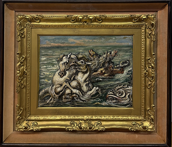 GIORGIO DE CHIRICO, "Tritono con cavalli marini", Anni '50