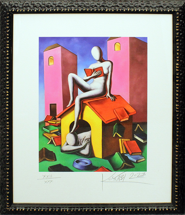 Mark Kostabi "Donna con libro" 2023