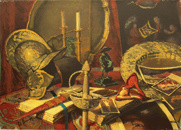 GIOVAN FRANCESCO GONZAGA, "Natura morta in un interno"