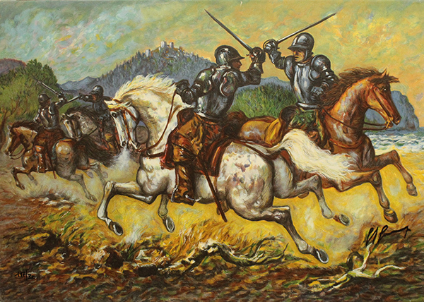 GIOVAN FRANCESCO GONZAGA "Combattimento di cavalieri sulla costa"