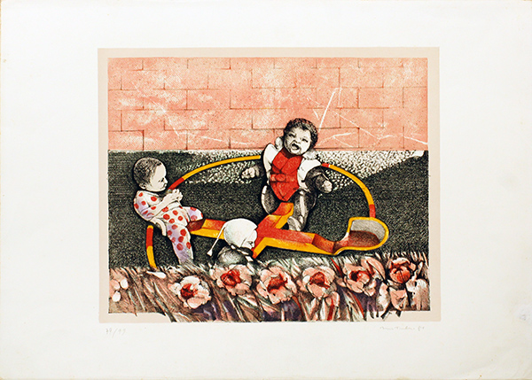 FIRMA ILLEGGIBILE, "Bambini al parco", 1981