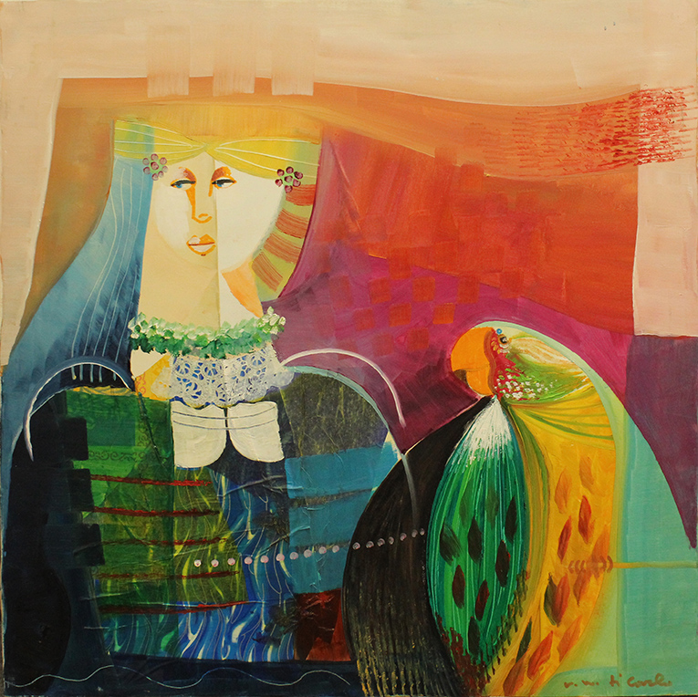 VITTORIO MARIA DI CARLO, "Figura con pappagallo", anni 2000