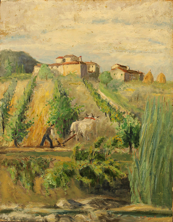 A. MENEGATTI, "Paesaggio campestre", anni '80