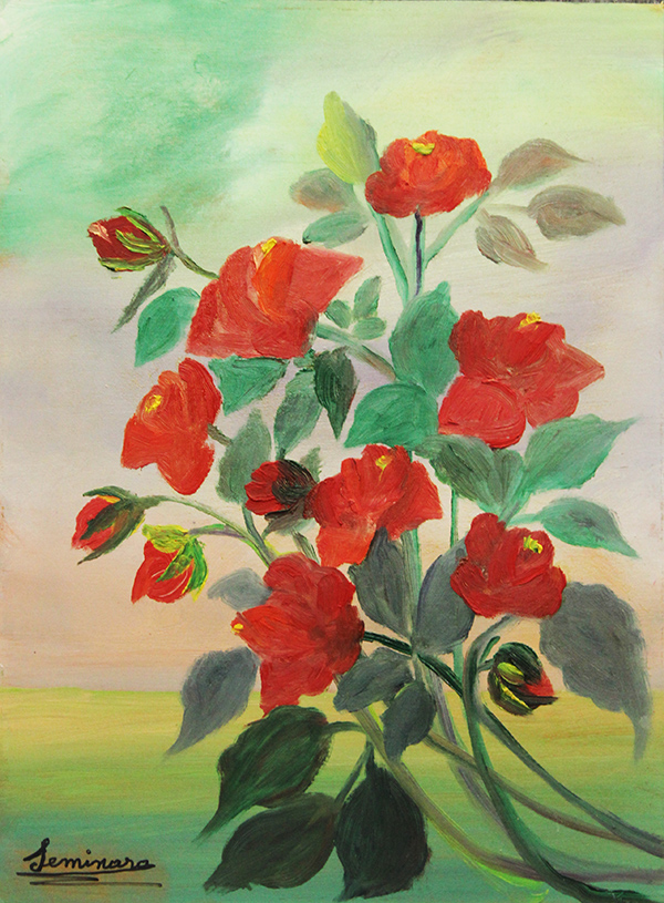 R. SEMINARA "Rami di rose rosse", anni 80