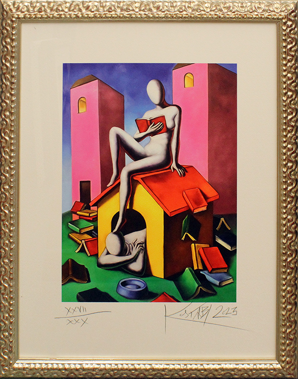 Mark Kostabi "Donna con libro" 2023