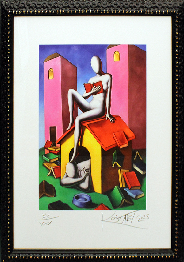 Mark Kostabi "Donna con libro" 2023