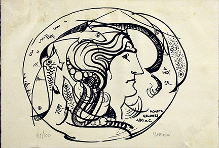 LIDO BETTARINI, "Moneta di gelone" 480 a.c., 1973