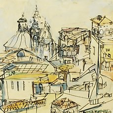 ORFEO TAMBURI, "Veduta di città", anni '80 circa